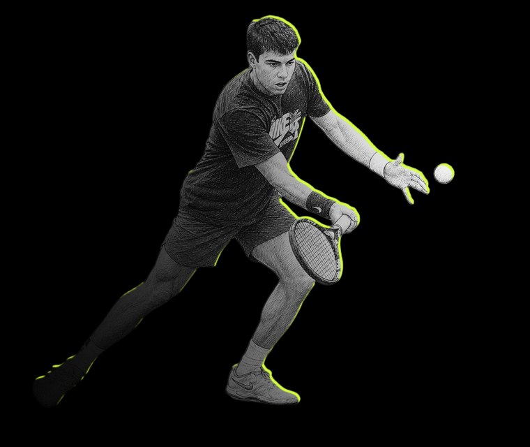 Carlos Alcaraz's drop shot, traced
