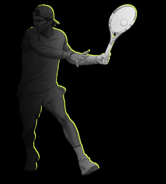Rafael Nadal's forehand, traced